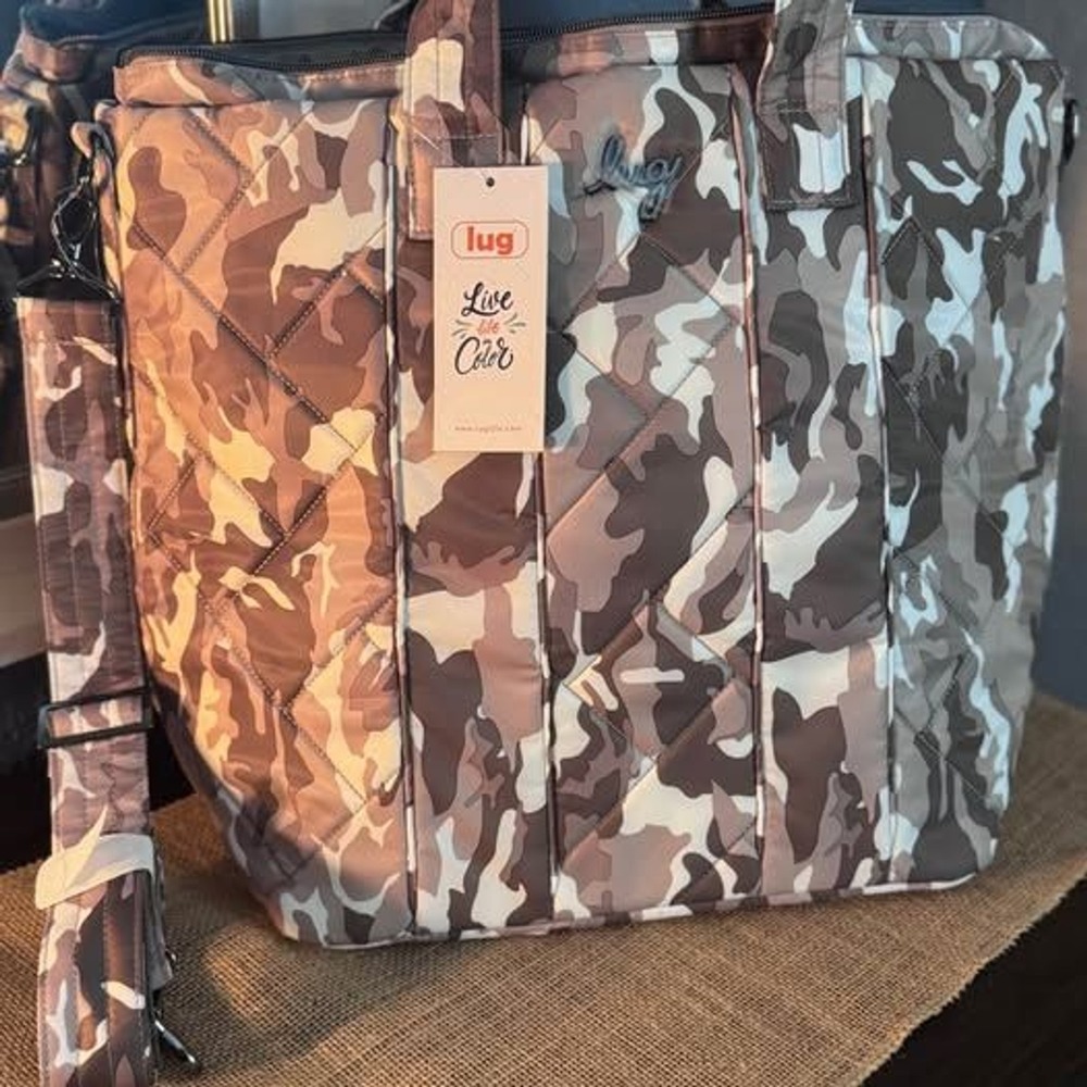 Lug Women XL Camo Taupe Dory XL Tote Bag Quilted RFID Travel Bag